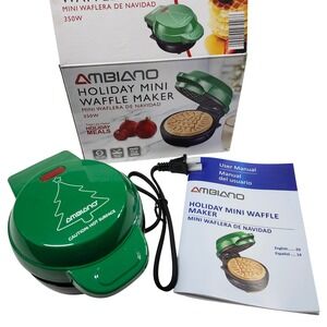 Ambiano Holiday Mini‎ Waffle Maker Green Christmas Tree Design 350W